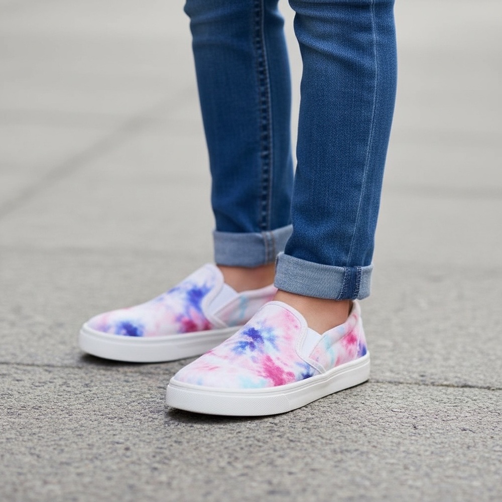 New in Box Girls Sugar Rita Slip On Canvas Tie Dye‎ Sneakers Summer Pink Purple
